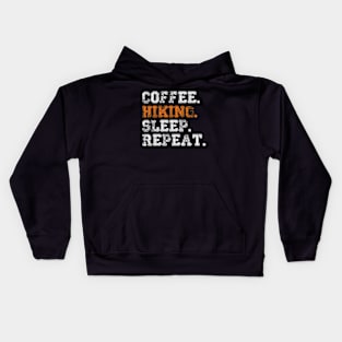 Coffee Hiking Sleep Repeat Outdoor Adventure Kids Hoodie